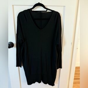 American Eagle Oversized Black V-Neck Long Sleeve Sweater Dress